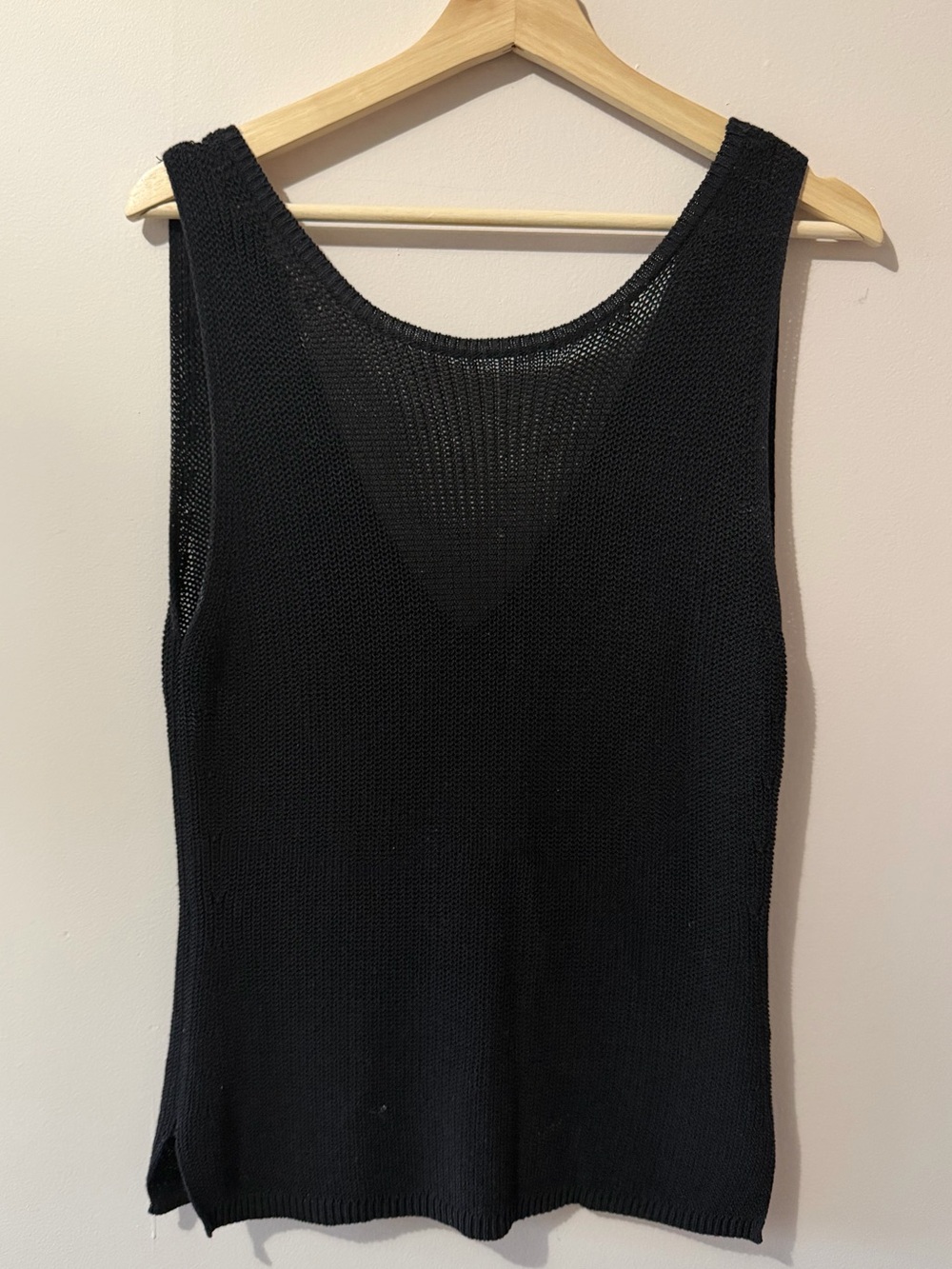 Massimo Dutti Reversible Black Knit Tank Top Made in Italy S